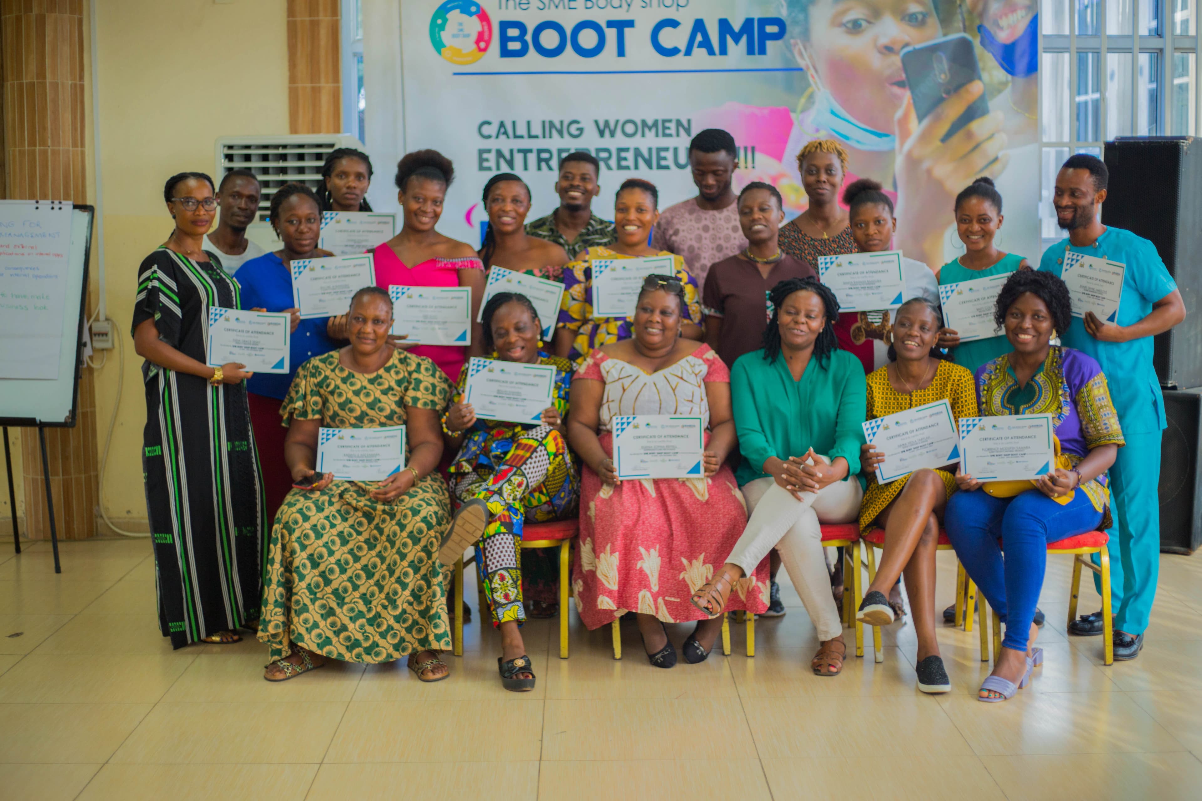 Women entrepreneurs celebrating their graduation from a Muzambiringa program